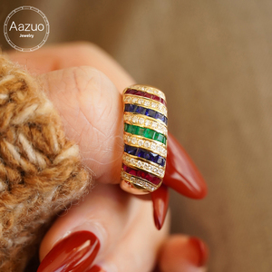 อาซูโอ แหวนทองคำแท้ 18K ประดับเพชรแท้ทรงเจ้าหญิง ประดับเพชรแบบ Pave Setting สำหรับผู้หญิง สวมใส่ได้ทุกวัน ของขวัญสุดคลาสสิก เครื่องประดับ - Product Image 1