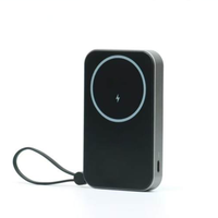 Power Bank Magnetik Nirkabel 10000mAh Baterai Li-Polymer 22.5W Nirkabel & 20W Pengisi Daya Cepat Berkabel dengan Tali Gantungan & Penyangga 2-in-1 untuk Ponsel