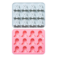 Moule en silicone réutilisable de qualité alimentaire en forme de fantôme pour gâteaux, chocolats, bonbons et glaçons – Design mignon et magnétique pour le bricolage