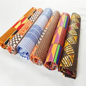 Venalisa-wax en polyester de haute qualité, tissu imprimé africain avec gaufrage de 6 mètres