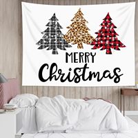 Kustom pohon Natal kotak-kotak hitam putih di latar belakang putih permadani Selamat Natal tenun Indie permadani Tahun Baru