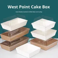 Boîte d'emballage carrée pour sandwich Sushi Snacks Food Snowy Mochi Puff Meat Floss Dip Sauce Baking Matte Lamination Mailing