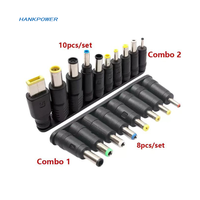 Juego de 10/8 Puntas de Conexión Universales para Adaptador de Corriente CA, Cargador, Kit de Conector de CC para Computadora Portátil, Adaptador de Alimentación