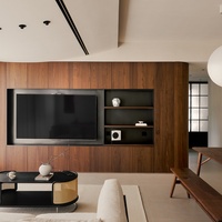 Meuble TV moderne sur mesure pour salon et chambre à coucher avec finition en marbre luxueux en MDF offrant un grand espace de rangement