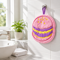 Serviette de toilette en peluche mignonne en forme de hamburger, brodée, séchage rapide, personnalisable