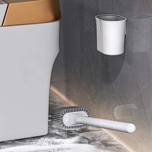Juego de escobillas de silicona para inodoro montadas en la pared y de pie, herramienta de limpieza de baño con base, incluye cepillo para inodoro - Product Image 3