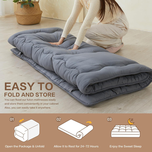 <strong>Mattress</strong> Floor <strong>Mattress</strong>, 4" Foldable Roll up <strong>Bed</strong> <strong>Mattress</strong> <strong>Topper</strong> with Elastic Straps, Tatami Mat Sleeping Pad for Camping, Grey - Product Image 3