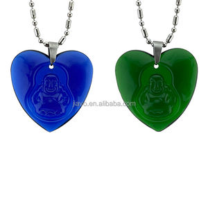 新しいガラス仏ペンダント女性ネックレスガラス仏像ペンダントハート型エネルギーペンダント - Product Image 2