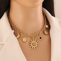 SUMMLY Collier tendance avec pendentif lune DIY, chaîne en acier inoxydable plaqué or 18 carats, bijoux de mode, vente en gros, design créatif