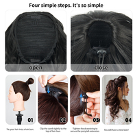 Extensions de cheveux en queue de cheval de couleur naturelle en fibre synthétique résistante à la chaleur de qualité supérieure de 24 pouces avec cordon de serrage réglable