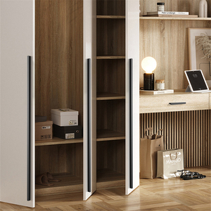 Modern Minimalist T Shape Cabinet Handle Gold <b>Black</b> Aluminum Alloy Wardrobe <b>Door</b> Pull Extended Strip - Product Image 2