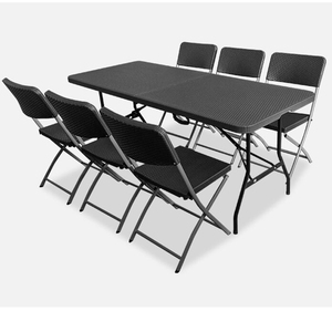 outdoor patio furniture space saving 6ft portable plastic party foldable table bbq camping picnic folding outdoor table