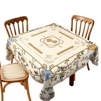Nappe de Mahjong Oudain Chinoiserie en Polyester à Motifs Floraux 55x55 Pouces Carrée Beige pour Débutants Jeux de Cartes