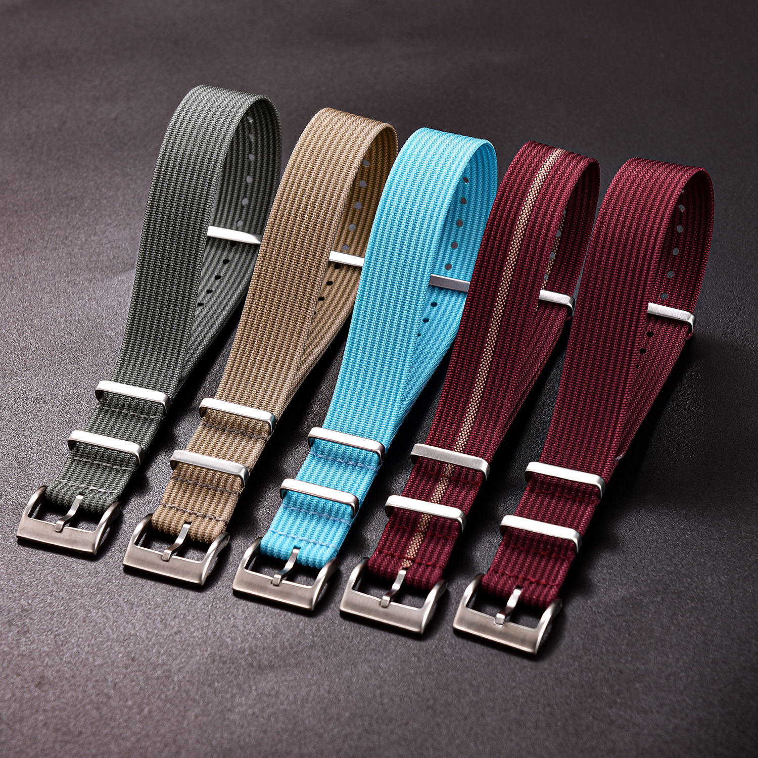 JUELONG Premium Fabric Texture & Comfort Combined Watch Strap 18mm 20mm 22mm Single-Pass Ribbed Nylon Watch Band