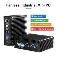 Mini PC Industrial Sin Ventilador Inter J6412, Encendido Automático, Caja de PC Integrada con 2*RS232 COM y 2*LAN para Computación de IA y Robótica