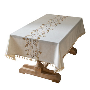 Nordic Modern Style Artistic Fresh Tassel Embroidered Cotton Linen Fabric Dining Tablecloth Woven Coffee <strong>Table</strong> <strong>Cloth</strong>