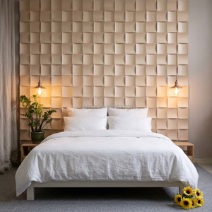 SHENGHANG Panneau <span class=keywords><strong>mural</strong></span> en bois <span class=keywords><strong>de</strong></span> caoutchouc 3D à arc concave, texture damassée, moderne, écologique, imperméable, pour café et restaurant chaleureux - Product Image 1