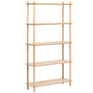 Modern Minimalistisch Design Eikenhout 5-Tier Boekenkast Massief Houten Vijf-Tier Plank Wandkasten