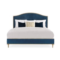 Meubles d'hôtel de luxe américains, style européen moderne rétro, lit king-size en tissu, bois massif sculpté, durable pour la chambre à coucher