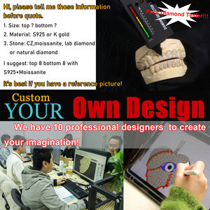 पास डायमंड टेस्टर राजकुमारी कट कस्टम मोइससानाइट ग्रिल्ज़ लक्जरी हाइप गहने <span class=keywords><strong>925</strong></span> दांतों के लिए डेंटल ग्रिल - Product Image 4