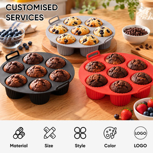 Moule à muffins en silicone alimentaire à sept cavités - Moule à gâteau rond - Moule DIY pour pudding et tarte aux œufs - Product Image 2
