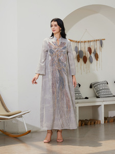 Abito da sera da donna alla moda per Eid, stile caftano arabo di Dubai, Abaya, Hijab musulmano turco - Modesto ed elegante - Vendita all'ingrosso - Product Image 2
