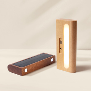 Gran luz nocturna <span class=keywords><strong>Solar</strong></span> LED para exteriores, lámpara de pared de madera maciza con carga USB moderna, pantalla blanca, pared magnética, inducción fotosensible - Product Image 3