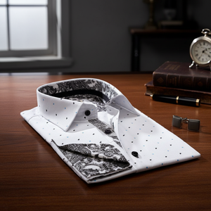 Camisa de Vestir Blanca Casual sin Cuello 100% Algodón para Primavera - Product Image 3