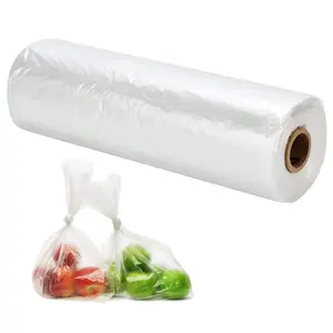 Durable Food Grade Flat Clear Continuous Roll On Vacuum PE Plastic Poly Food Bags for Supermarket Fruit and Vegetable