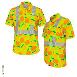 Yoliteカスタムデザインロゴコットン反射ドライフィット半袖安全TシャツHi Vizワーク安全シャツハワイアンデザイン - Product Image 1