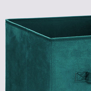 Panier de <span class=keywords><strong>rangement</strong></span> minimaliste en velours pliable avec poignées pour placard, étagère et armoire - Product Image 4