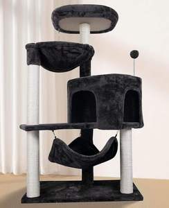 Luxury Wooden Minimalist <b>Cat</b> <b>Tree</b> with Plush <b>Cat</b> Climbing Frame-<b>Scratch</b>-Resistant Large <b>Cat</b> House & Tower All Seasons - Product Image 5
