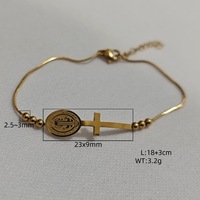 Bracelet à breloque croix religieuse chrétienne en acier inoxydable plaqué or 18 carats, vintage, unisexe, cadeau