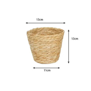 Ensemble de pots de fleurs en rotin vert faits à la main <span class=keywords><strong>panier</strong></span> à herbe de décoration de <span class=keywords><strong>table</strong></span> pour le stockage des plantes pour l'extérieur et l'intérieur - Product Image 4