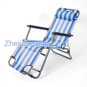 HiQu Nouveauté Chaise de <span class=keywords><strong>plage</strong></span> pliante à rayures bleues, lit d'appoint multifonctionnel pour <span class=keywords><strong>la</strong></span> pause déjeuner au bureau - Product Image 3