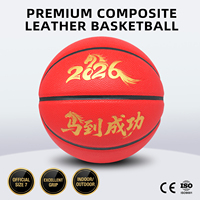 Année du Cheval Rouge Vente en Gros N° Ballon de basketball 5 6 7 pour adultes, club, école, entraînement, extérieur, PU durable, résistant à l'eau, écologique