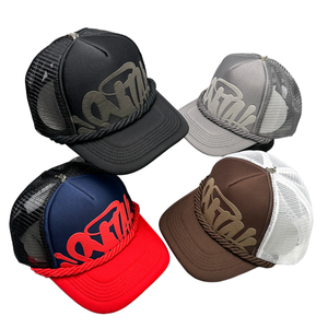 Custom Mesh Trucker <b>Cap</b> Embossed Logo Adjustable Back Panel 5-Panel Sport Style Hat for Youth Daily Summer Beach Wear - Product Image 3