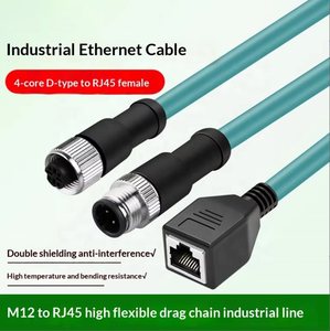 Câble d'extension Gigabit M12 4 cœurs de type D vers <span class=keywords><strong>RJ45</strong></span> femelle, câble de connecteur réseau industriel blindé M12 - Product Image 6