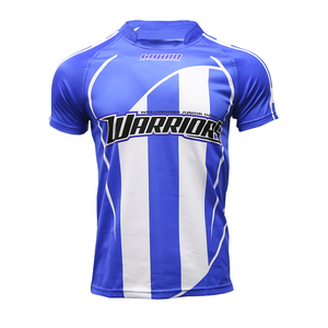 El <span class=keywords><strong>azul</strong></span> <span class=keywords><strong>y</strong></span> <span class=keywords><strong>blanco</strong></span> auténtico personalizado sublimación impresión uniforme Rugby <span class=keywords><strong>Jersey</strong></span> <span class=keywords><strong>rayas</strong></span> - Product Image 2
