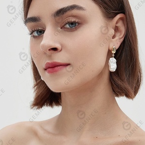 Gemnel Nieuwe Mode 925 Verzilverde Sieraden Grote Natuurlijke Barokke Parel Oorbellen - Product Image 4