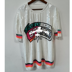 Livraison rapide Nouveauté San Antonio <span class=keywords><strong>Spurs</strong></span> Tops à paillettes Veste Chemise courte <span class=keywords><strong>Maillot</strong></span> pour les fans des <span class=keywords><strong>Spurs</strong></span> pour les matchs des Playoffs Prêt à être expédié - Product Image 2