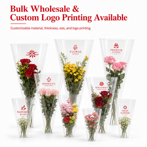 Fundas Trapezoidales para Ramos de Flores con Logotipo Personalizado al por Mayor, Bolsas de Embalaje de Plástico Transparente BOPP para Floristas - Product Image 6