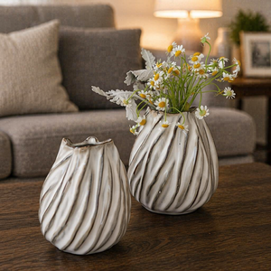 <span class=keywords><strong>Vasi</strong></span> Moderni in Ceramica Bianca con Decorazioni Floreali per Interni di JiMu - Product Image 2