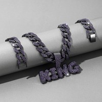 2025 Hip Hop 15mm collier à maillons cubains glacés plaqué or en alliage de zinc strass pendentif roi avec perle pour les fêtes ou les cadeaux