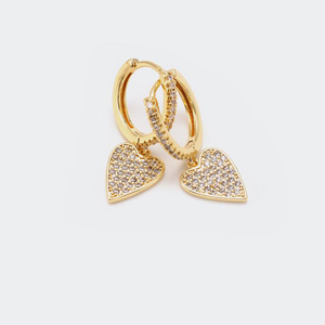 Delicada joyería de moda señora oro Zirconia colgante gota Mini aro Pave CZ pendientes de corazón - Product Image 6