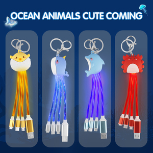 Gifts Custom Animal Short Charging Cable Mobile Phone Wire 3 in 1 Cable USB Type C Kable Flow Luminous LED Charging Cable - Product Image 2