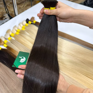 Extensions de cheveux humains bruts noirs lisses en gros, cheveux humains vierges, cheveux en vrac naturels et soyeux - Product Image 1