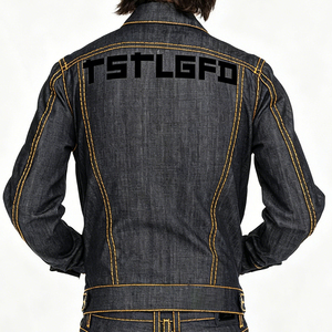 Chaqueta de mezclilla cruda índigo para hombre con ribete, bolsillos de solapa doble con costuras decorativas, botones metálicos dorados, corte ajustado, estilo camionero japonés de inspiración herencia. - Product Image 3