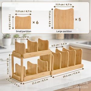 Bamboo Kitchen Storage <b>Rack</b> Multi Compartment <b>Dish</b> Organizer Tidy Tableware Holder for Kitchen Use - Product Image 4