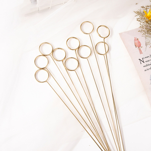 Blumensträuße Verpackungsmaterial Metallkarte Stäbchen herzförmige Blumensträuße einfügen Kreis Grußkartenhalter - Product Image 2